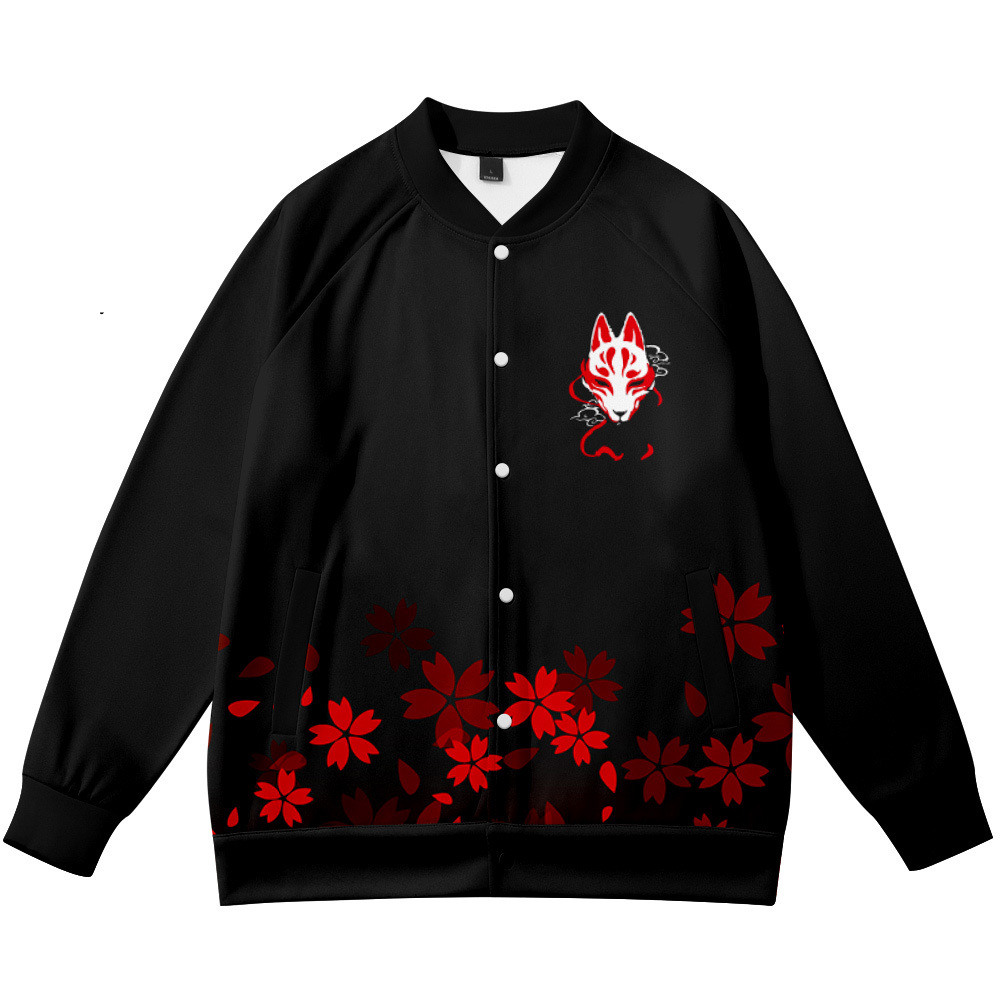 코트 애니메이션 꽃 여우 3D 프린트 스탠드 칼라 재킷 - Streetwear Brand Flower 리뷰 및 가격